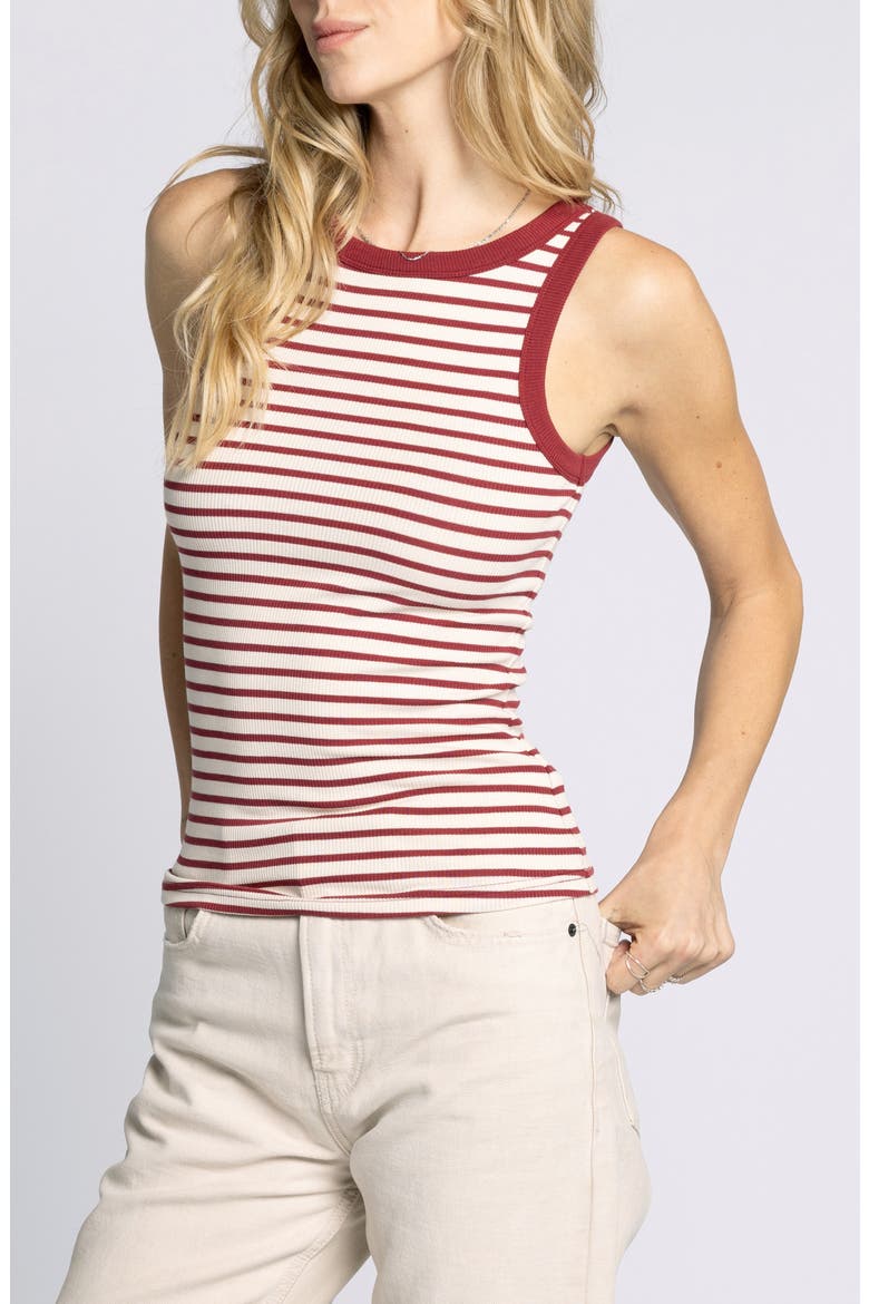 Ellen Stretch Cotton Blend Rib Tank Top, Alternate, color, SAND RED