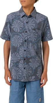 O'Neill Kids' UPF Slub Standard Woven Short Sleeve Button-Up Shirt