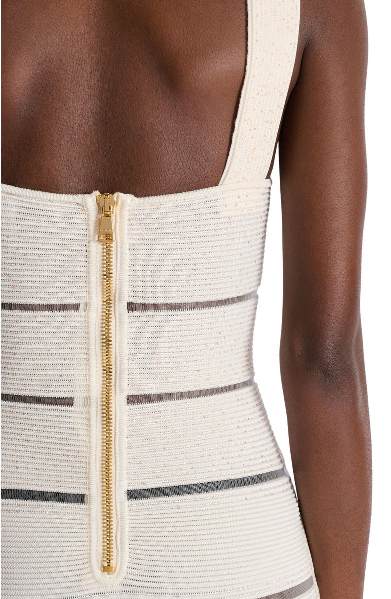 Balmain Bodycon dress in mesh knit, Alternate, color, White
