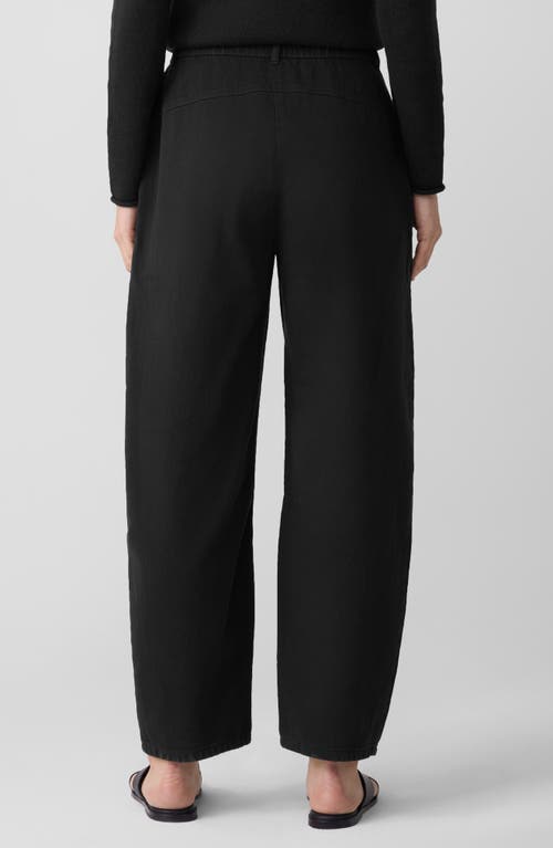 Eileen Fisher Organic Cotton Ankle Barrel Leg Pants In Black