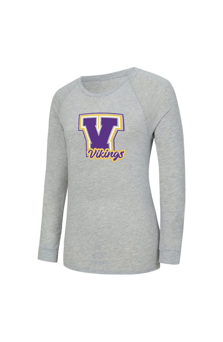 CONCEPTS SPORT Women's Concepts Sport  Heather Gray/Purple Minnesota Vikings Regulate Plaid Long-Sleeve T-Shirt & Shorts Sleep Set, Alternate, color, Heather Gray