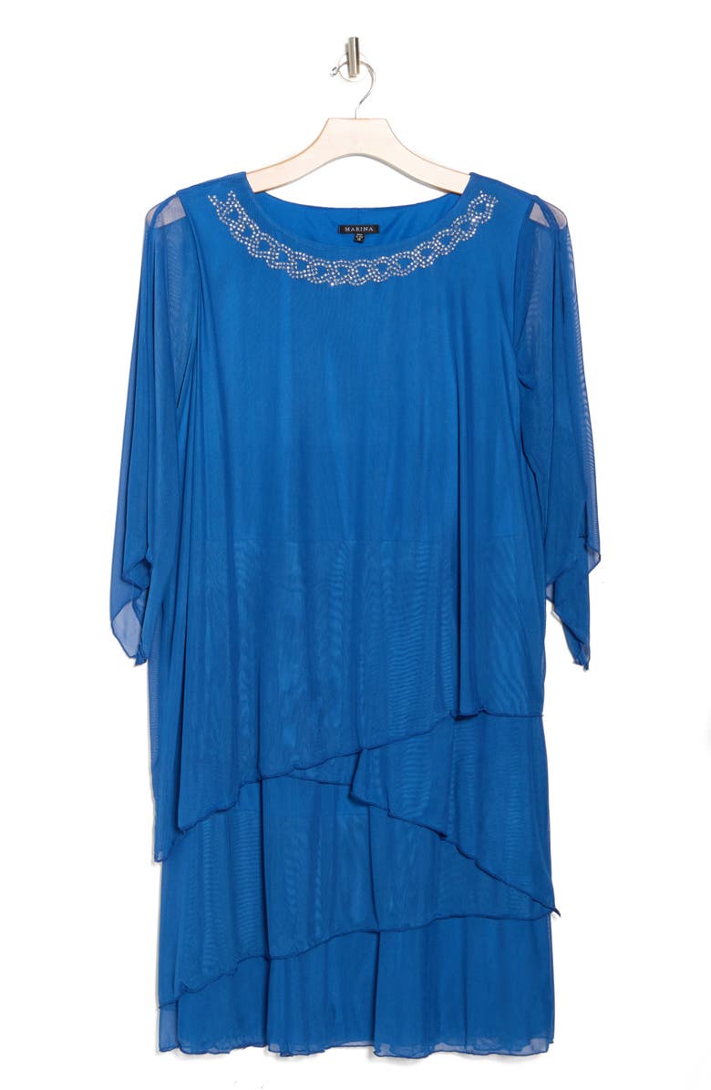 Marina Split Neck Cocktail Dress, Alternate, color, 