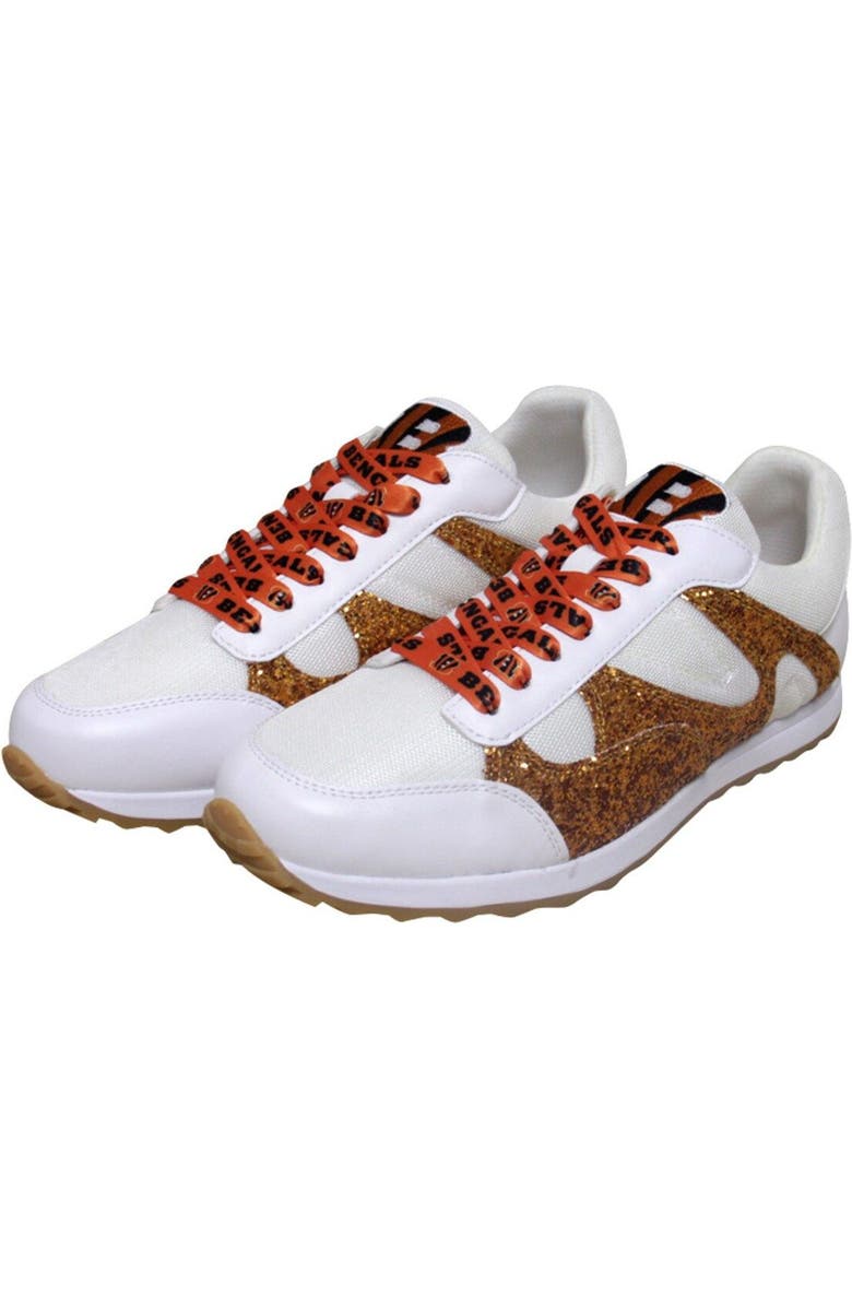 CUCE Women's Cuce White Cincinnati Bengals Glitter Sneakers, Main, color, White