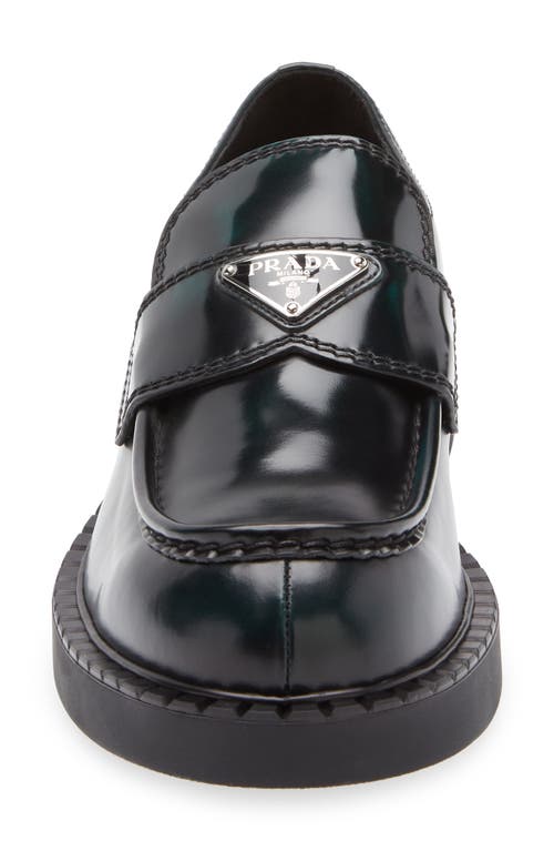 Prada Chocolate Moccasin In Black Patent Leather Men In Black