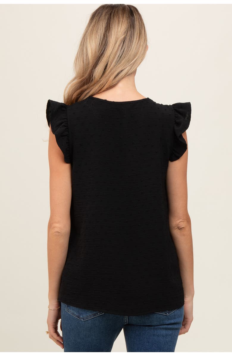 PinkBlush Swiss Dot Flutter Sleeve V-Neck Top, Alternate, color, Black