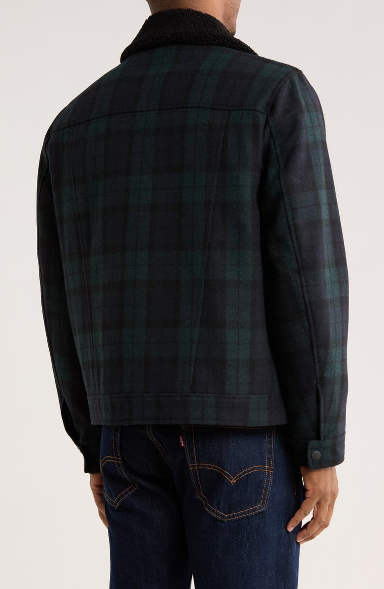 Tommy Hilfiger Plaid Faux Fur Collar Jacket, Alternate, color, Blackwatch Plaid