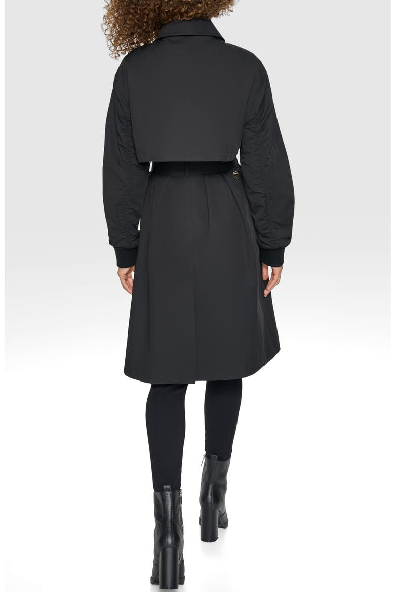 Double Breasted Gabardine Trench Coat, Alternate, color, BLACK