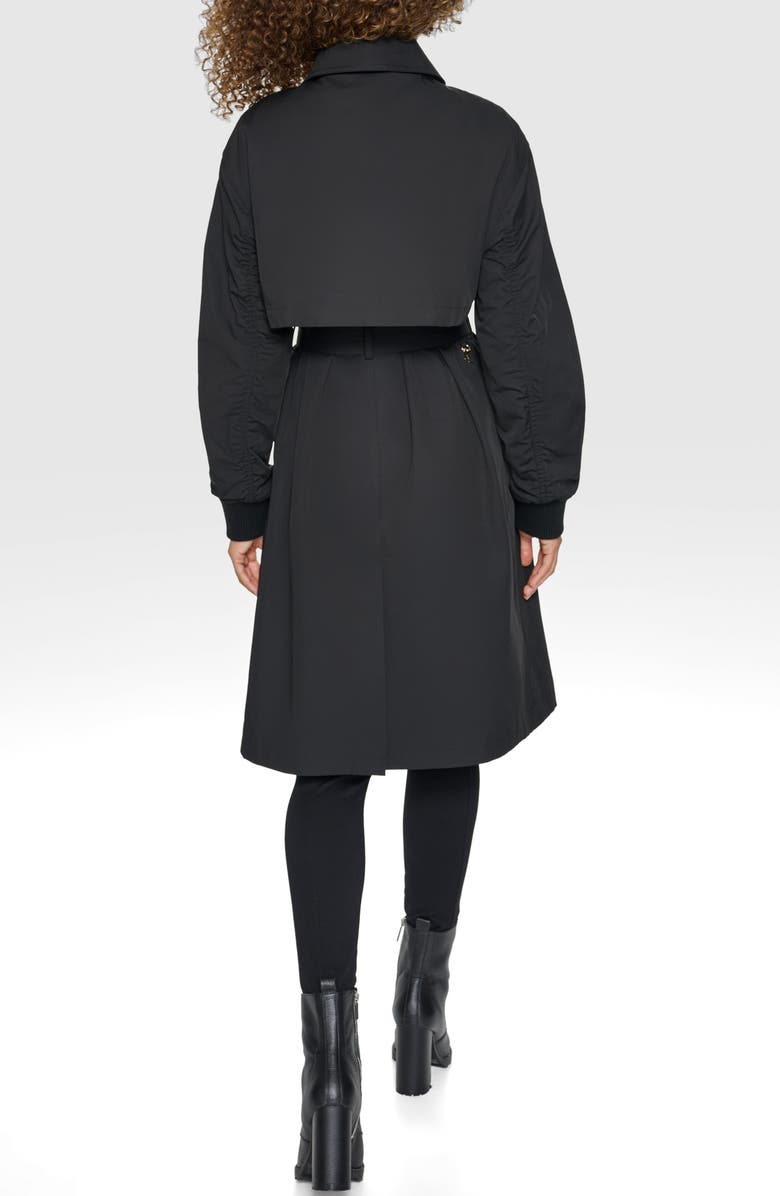 KARL LAGERFELD PARIS Double Breasted Gabardine Trench Coat, Alternate, color, 