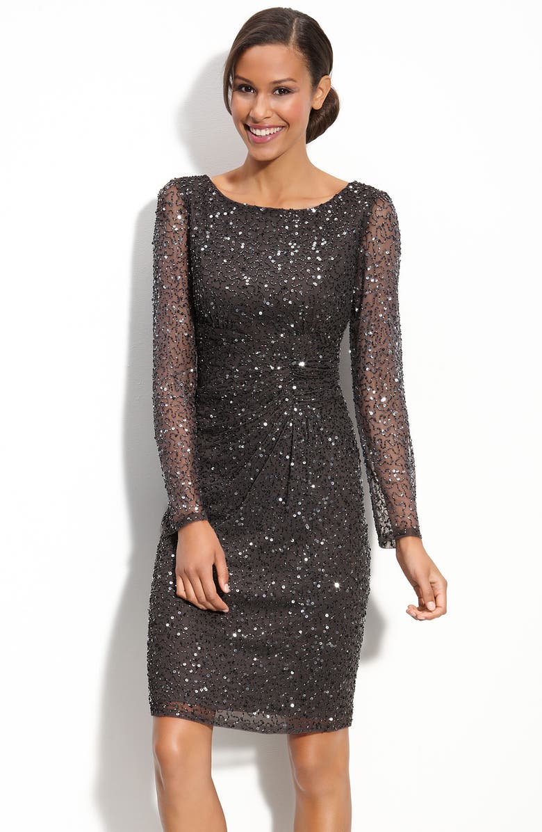 Patra Beaded Mesh Sheath Dress, Main, color,