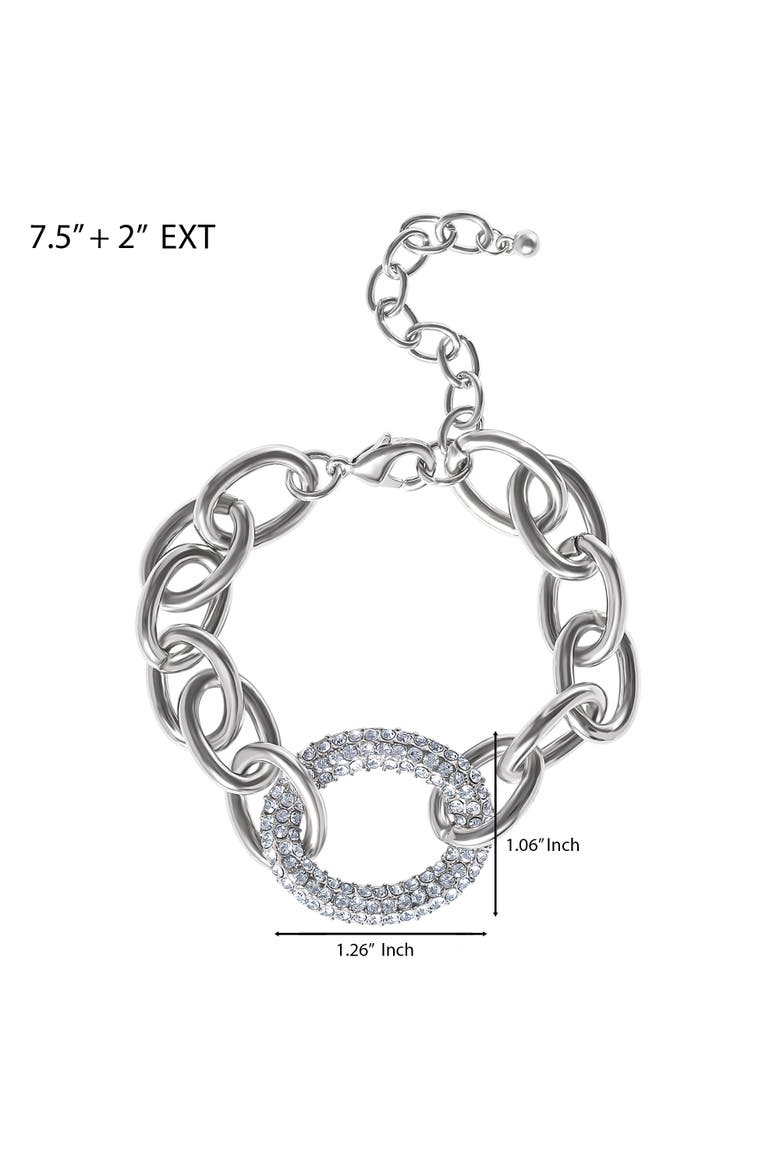 Silver-Tone Pavé Oval Link Bracelet, Alternate, color, Silver