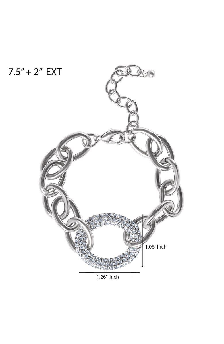 Jessica Simpson Silver-Tone Pavé Oval Link Bracelet, Alternate, color, Silver