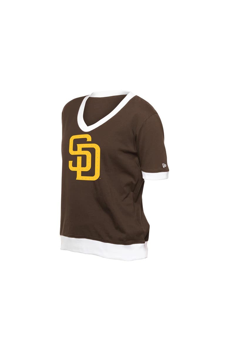 New Era Women's New Era  Brown San Diego Padres Game Day Rhinestone V-Neck T-Shirt, Alternate, color, 