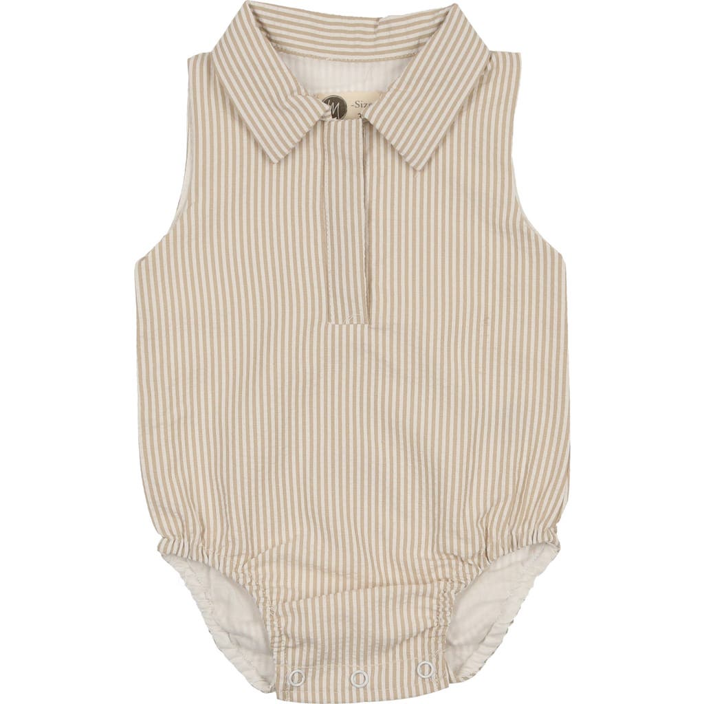 Maniere Manière Kids' Cotton Blend Seersucker Romper In Nude
