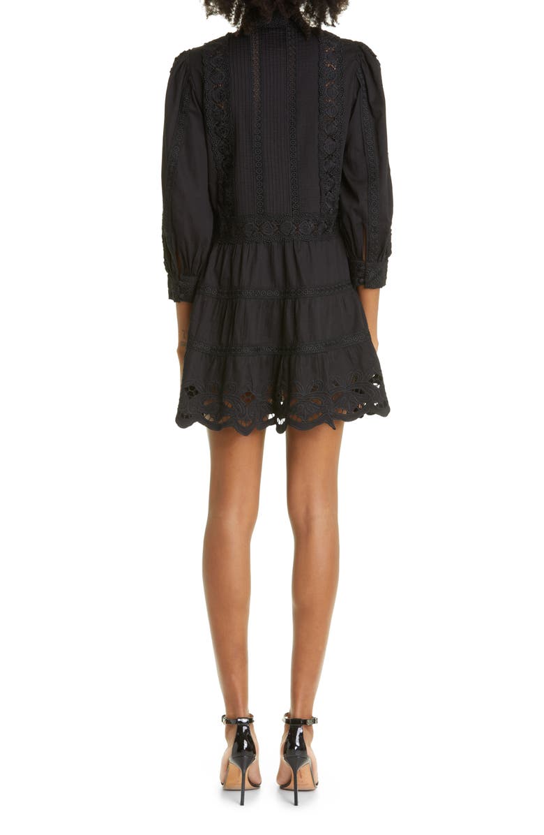 Alice + Olivia Clark Lace & Pintuck Detail Cotton Dress, Alternate, color, 