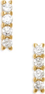 Argento Vivo Sterling Silver Teeny Pavé Bar Stud Earrings