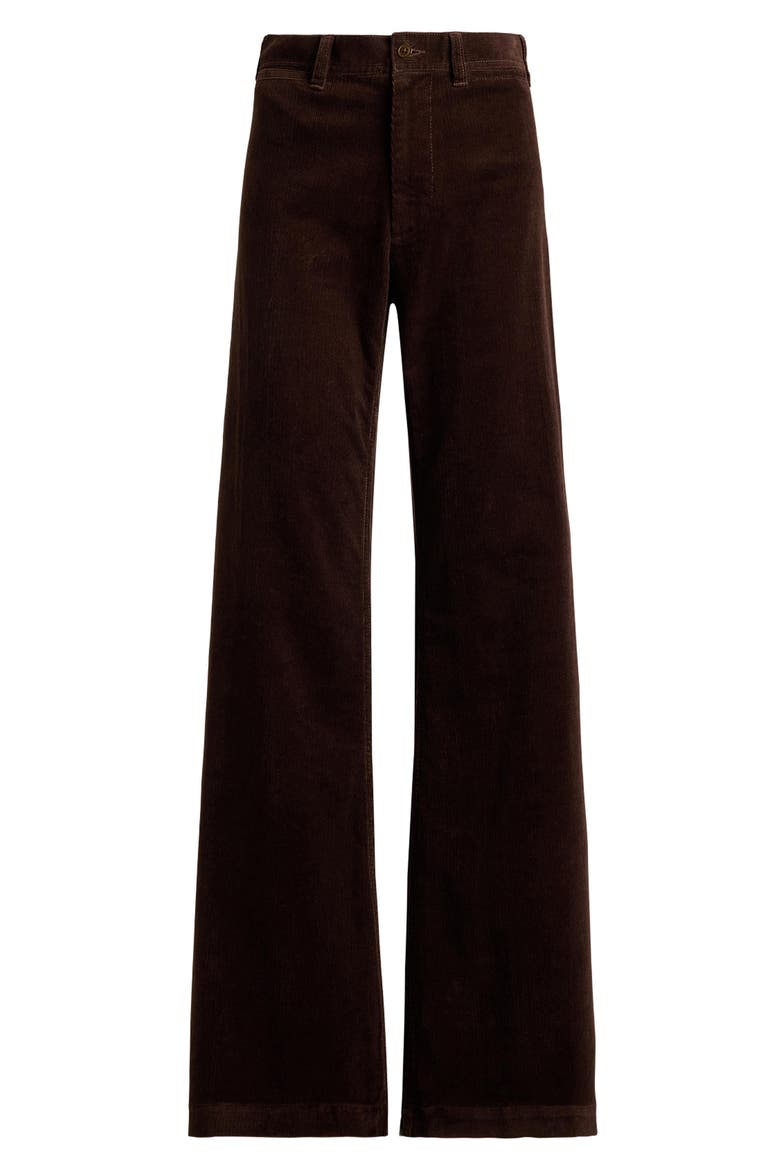 Wide Leg Stretch Cotton Corduroy Pants, Alternate, color, BROWN