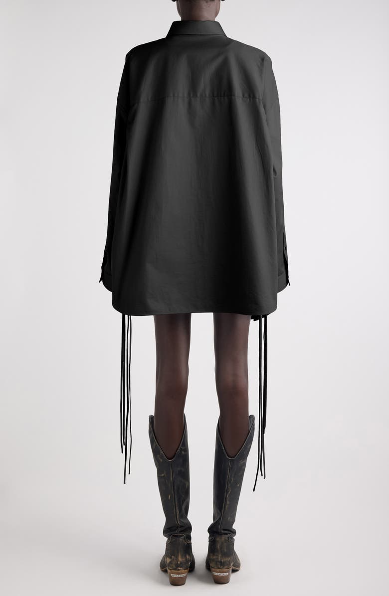 Balenciaga Lace-Up Detail Oversize Cotton Gabardine Button-Up Shirt, Alternate, color, 1000 Black