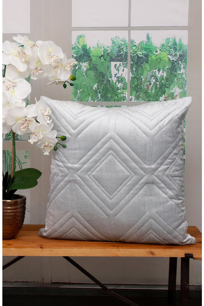 Reta Diamond Quilted Throw Pillow, Alternate, color, GRAY