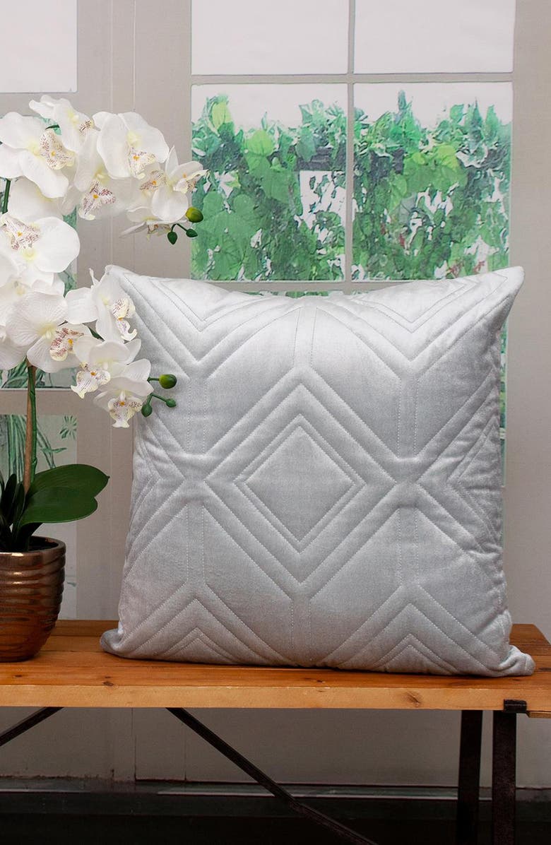 PARKLAND COLLECTION Reta Diamond Quilted Throw Pillow, Alternate, color, Gray