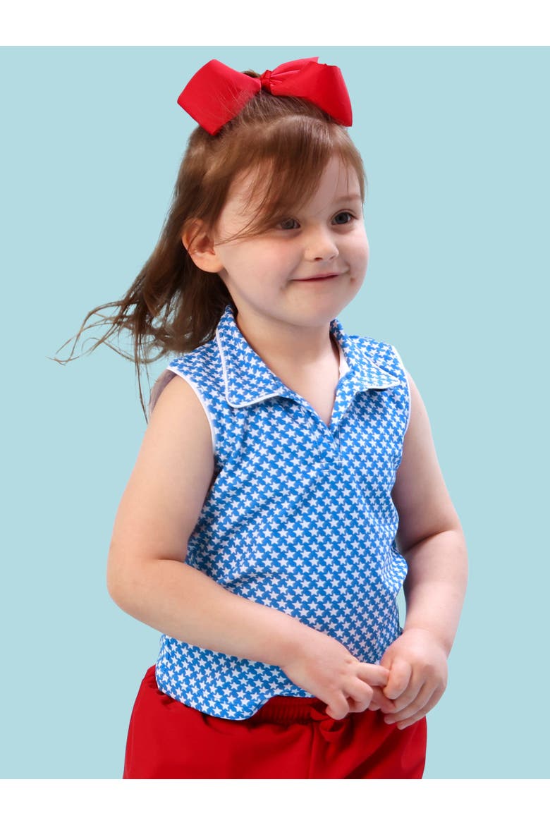 UPF50+ Sleeveless Polo Active Top, Alternate, color, Tiny Blue Stars
