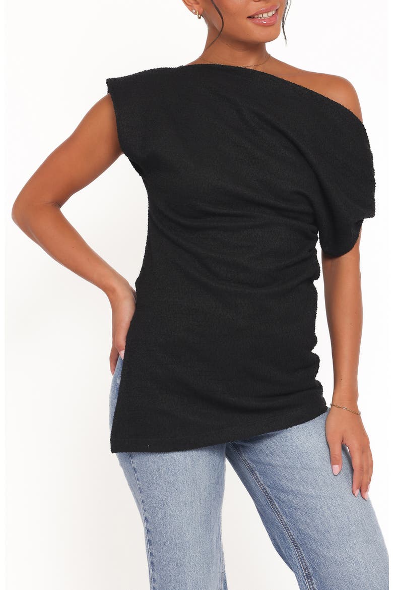 Selma One Shoulder Knit Top, Main, color, BLACK