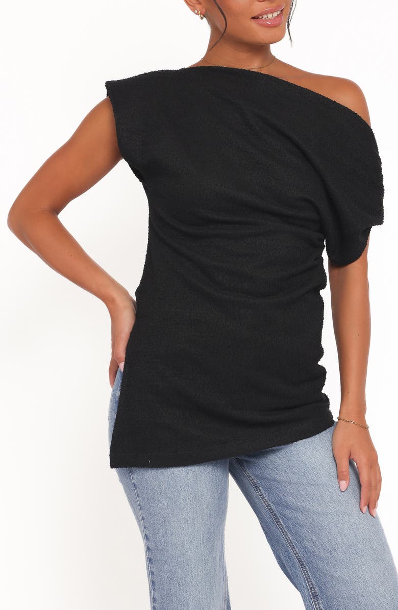 Petal & Pup Selma One Shoulder Knit Top, Main, color, Black