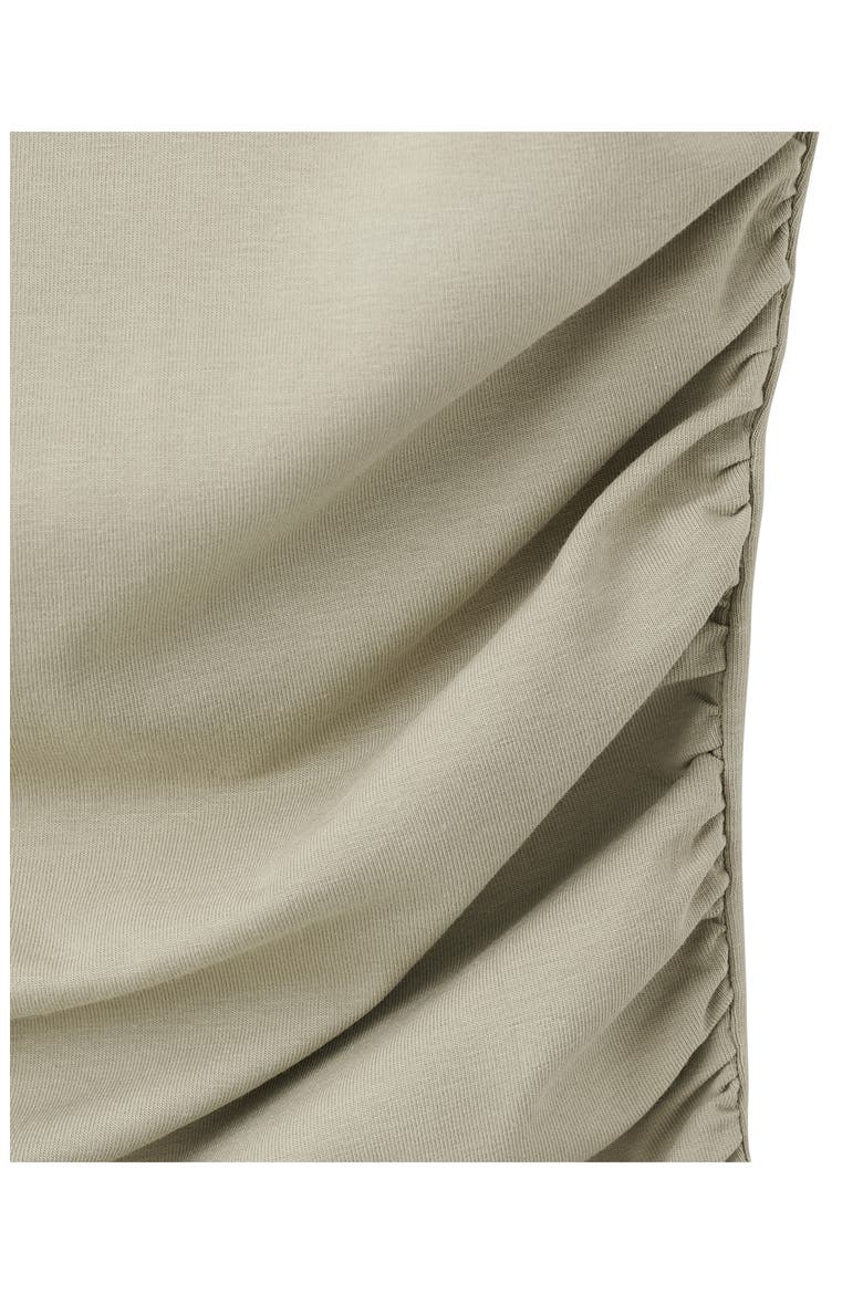 Ruched Stretch Cotton Sleeveless Top, Alternate, color, KHAKI