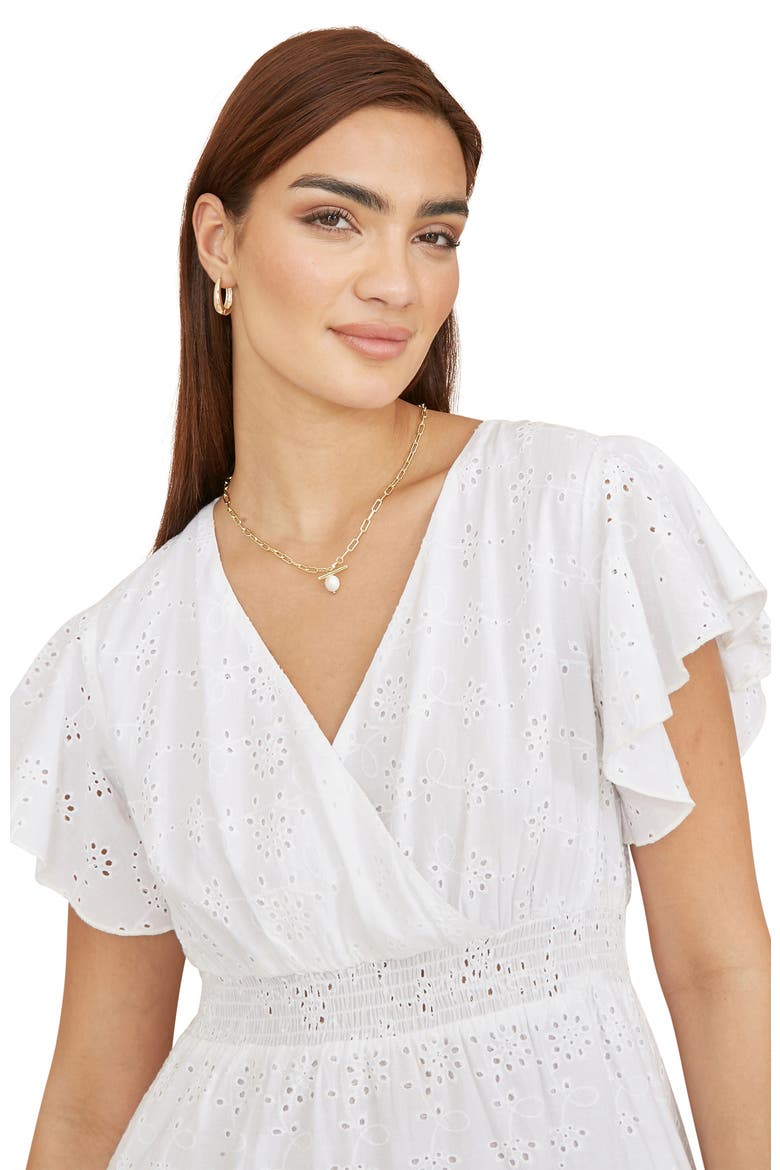 Cotton Broderie Anglaise Wrap Midi Dress, Alternate, color, White