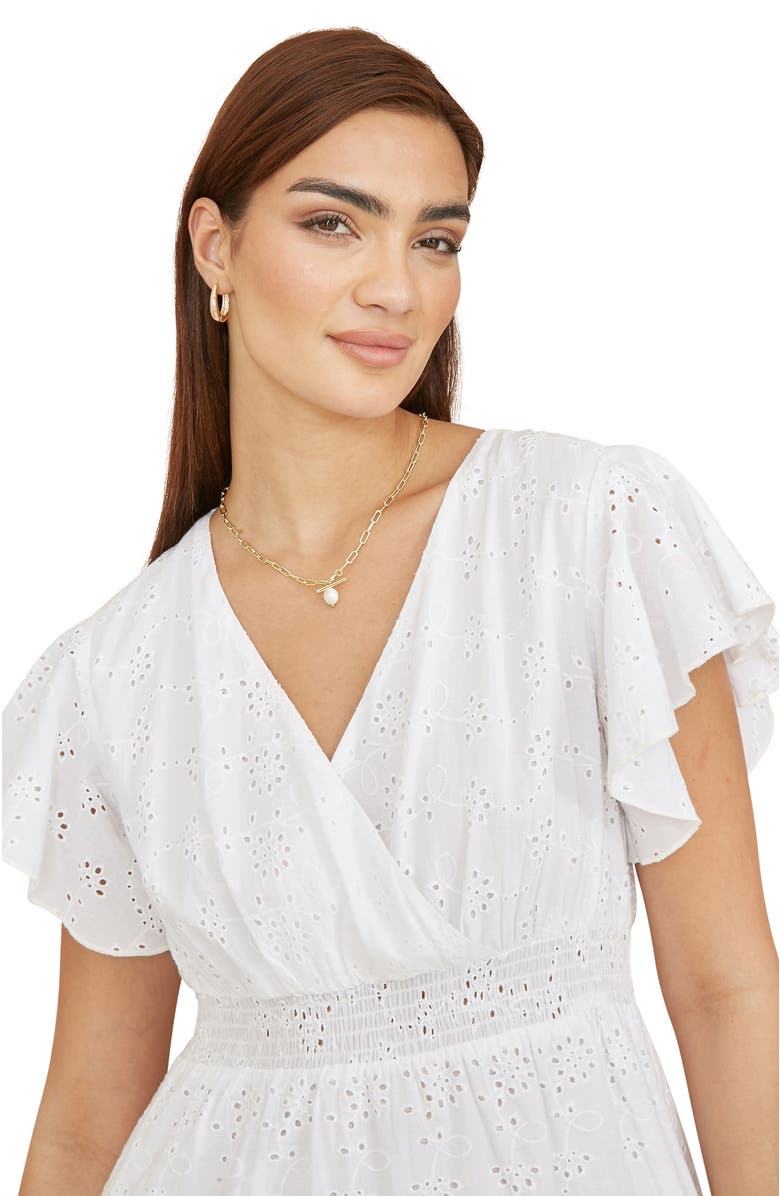 Yumi Cotton Broderie Anglaise Wrap Midi Dress, Alternate, color, White