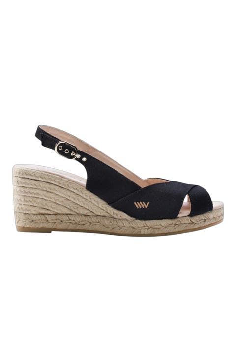 Llansa Premium Fabrics Canvas Espadrille Sandal Wedges