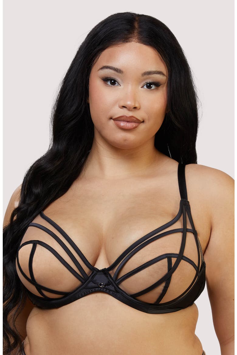 Ramona Illusion Mesh Underwire Bra, Alternate, color, BLACK