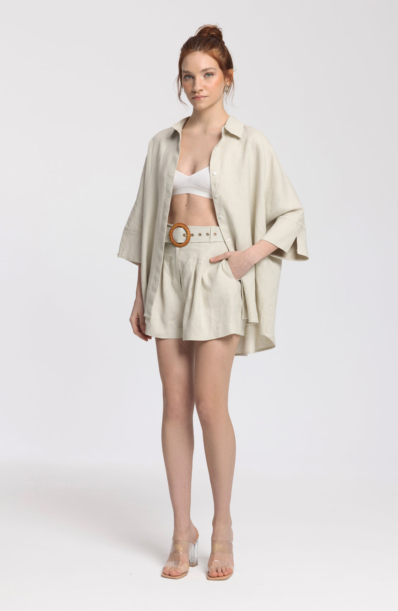 Monlicia Iyan 100% Linen Oversize Shirt, Alternate, color, Beige