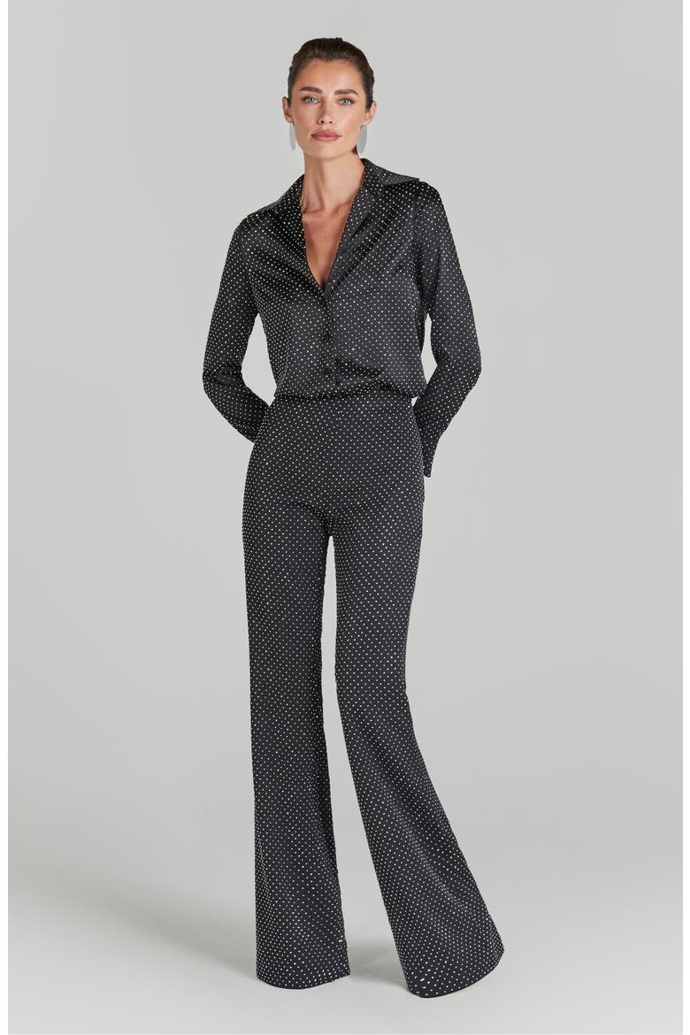 Kira Rhinestone Detail Pants, Alternate, color, BLACK