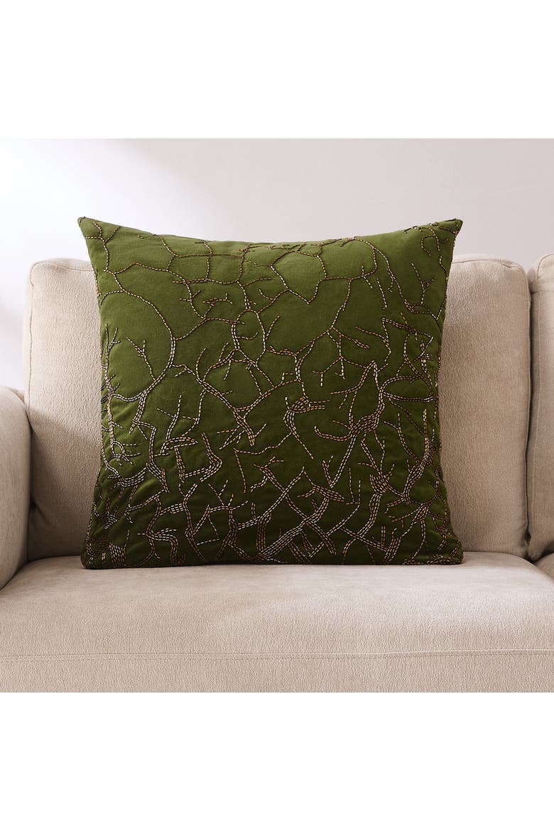 Morel Velvet Pillow Cover, Alternate, color, Green