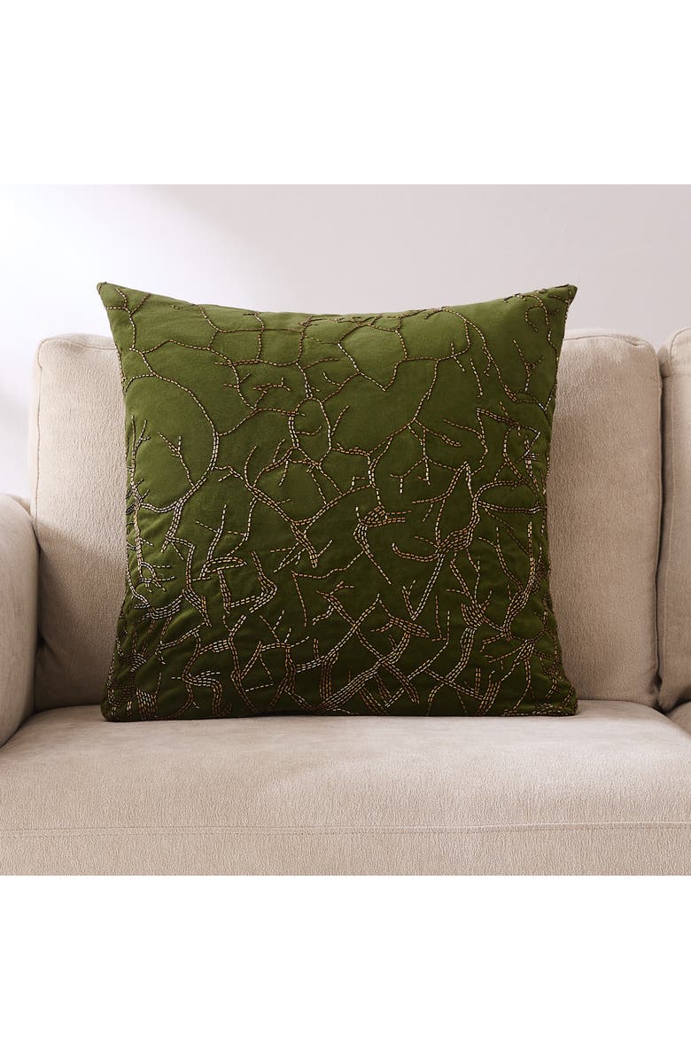 Chuks Collins x Lush Decor Morel Velvet Pillow Cover, Alternate, color, Green