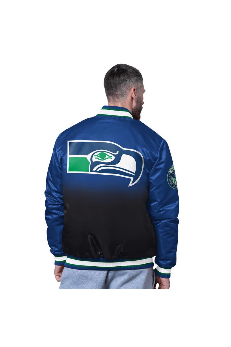 Men's Starter Royal Seattle Seahawks Pass Rush Varsity Full-Snap Jacket, Alternate, color, Royal