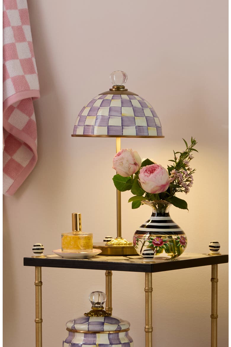 Violet Check LED Rechargeable Dome Table Lamp, Alternate, color, VIOLET