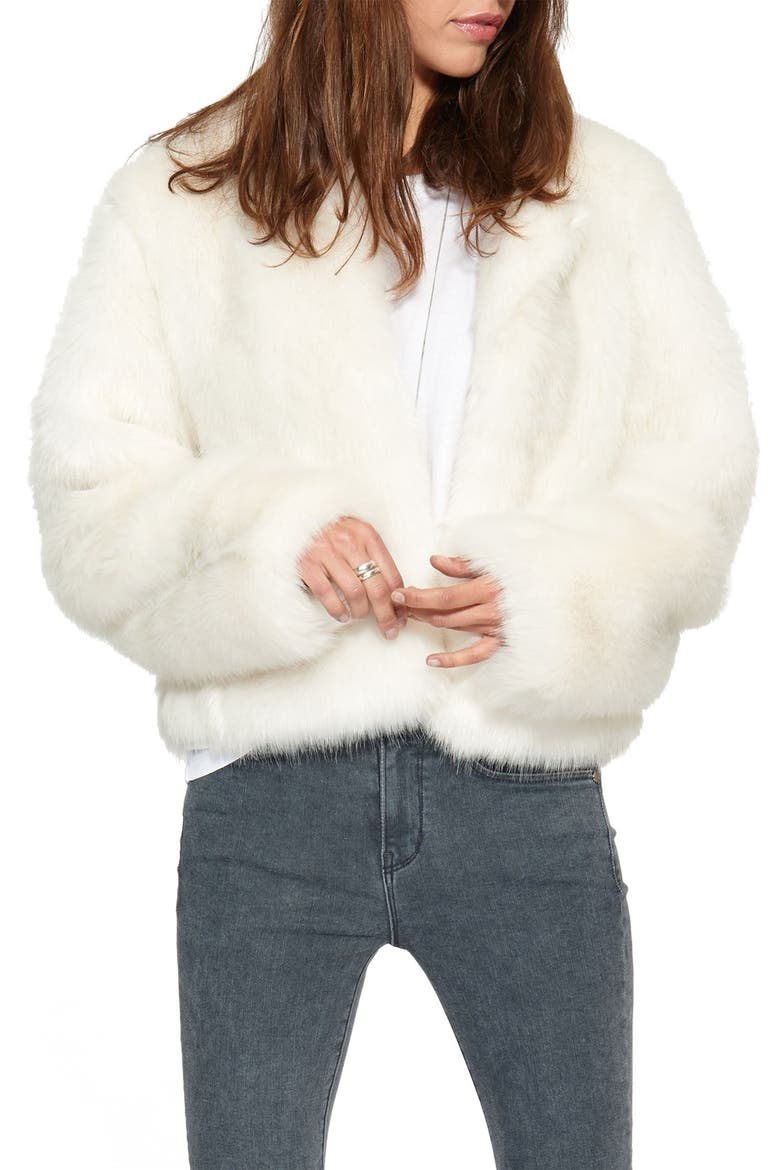 'Heather' Faux Fur Jacket, Main, color, WHITE