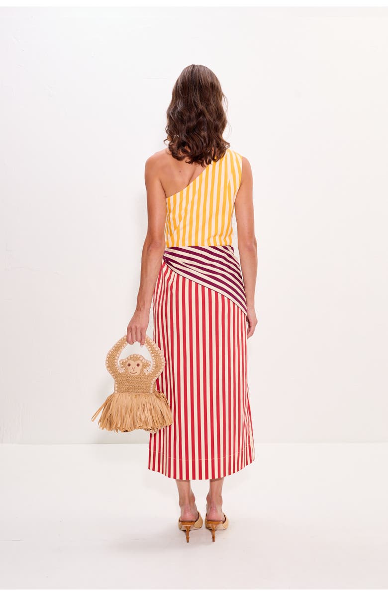 SIMONMILLER Belem Poplin Midi Dress, Alternate, color, Red Stripe Combo