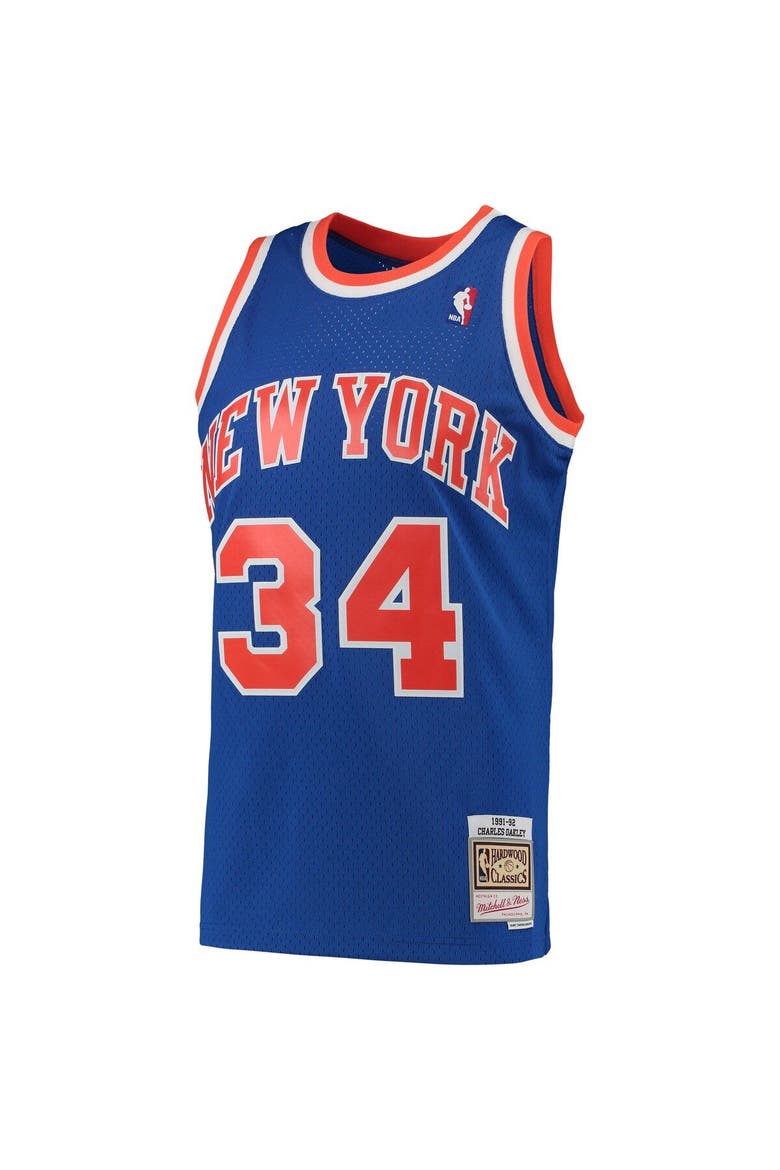 Men's Mitchell & Ness Charles Oakley Blue New York Knicks Hardwood Classics Swingman Jersey, Alternate, color, Blue