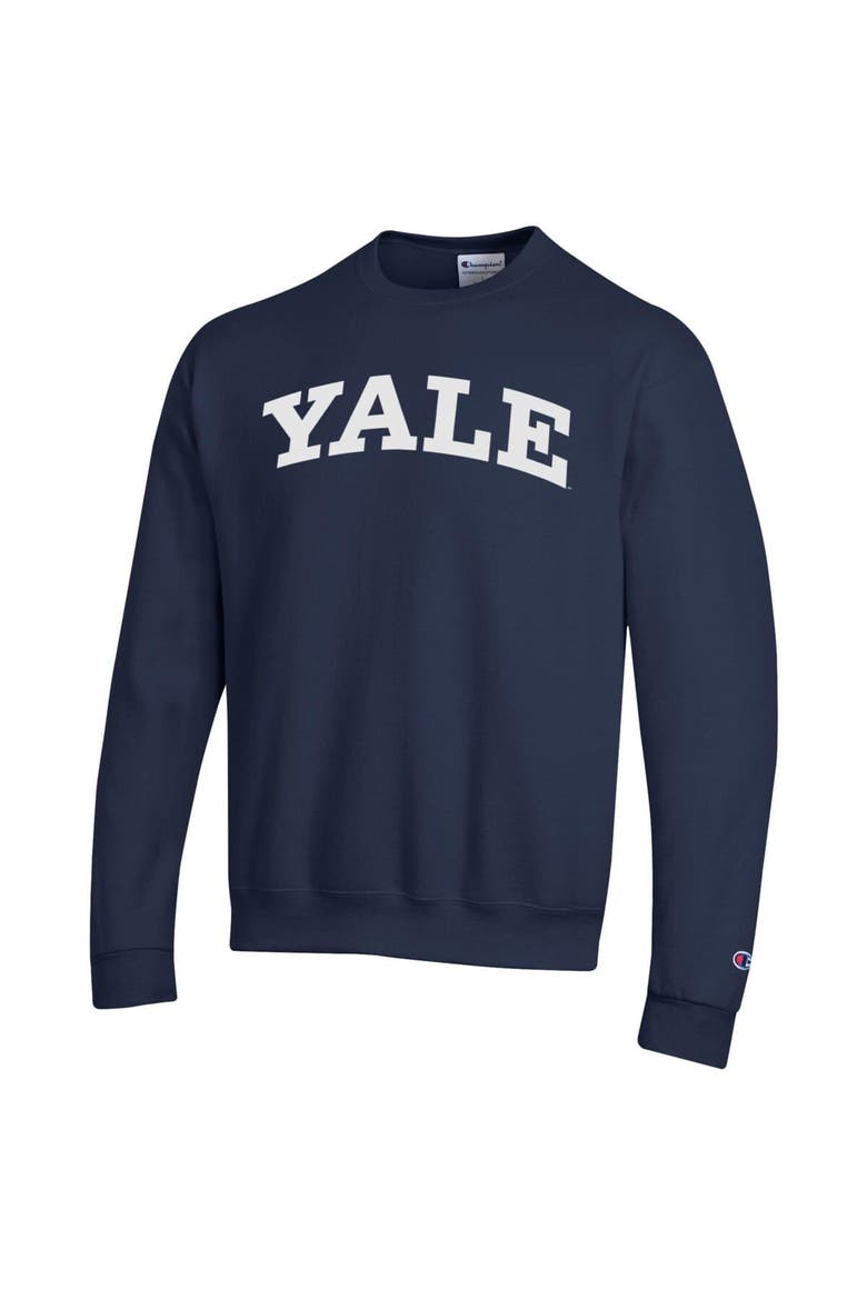 Men's Champion  Navy Yale Bulldogs Basic Arch Fleece Pullover Sweatshirt, Alternate, color, Navy
