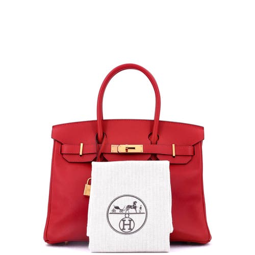 Pre-owned Hermes  Hermes Birkin Handbag Red Epsom With Gold Hardware 30 In Red