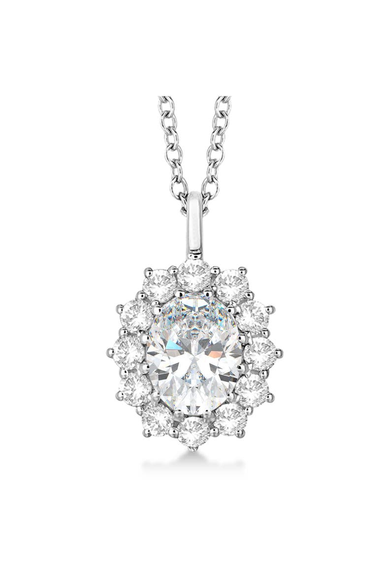 Oval Moissanite and Diamond Pendant Necklace 14k, Main, color, 3.60ct/White Gold