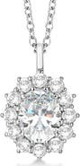ALLUREZ Oval Moissanite and Diamond Pendant Necklace 14k