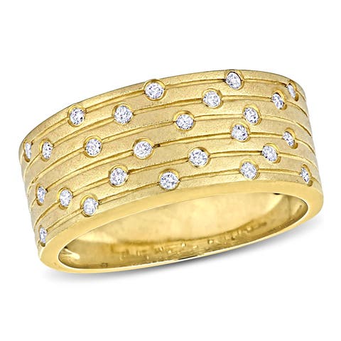 Diamond Studded Wide Band Ring 14k