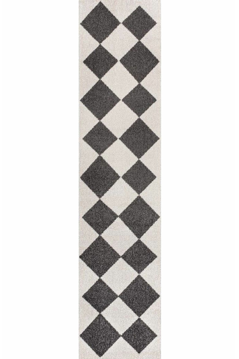 Draper Classic Geometric Diamond Pattern Area Rug, Main, color, White/Dark Gray