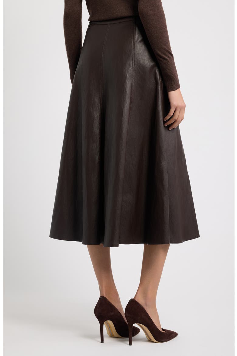 Ellen Faux Leather Midi Skirt, Alternate, color, DARK BROWN