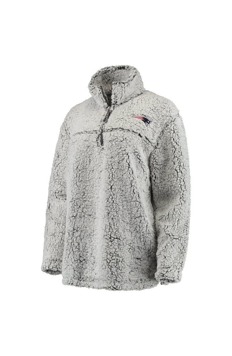 G-III 4HER BY CARL BANKS Women's Gray New England Patriots Sherpa Quarter-Zip Pullover Jacket, Alternate, color, 