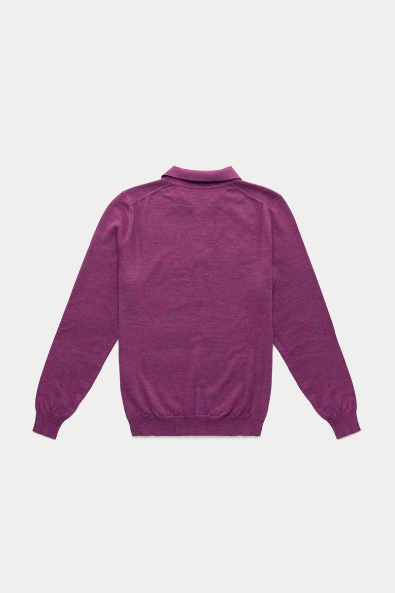 Wool Knitted Long Sleeve Polo, Alternate, color, Purple