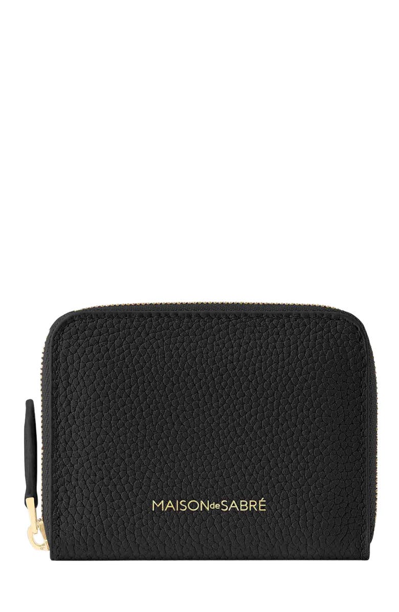 MAISON de SABRÉ Small Leather Zipped Wallet, Main, color, Black Caviar